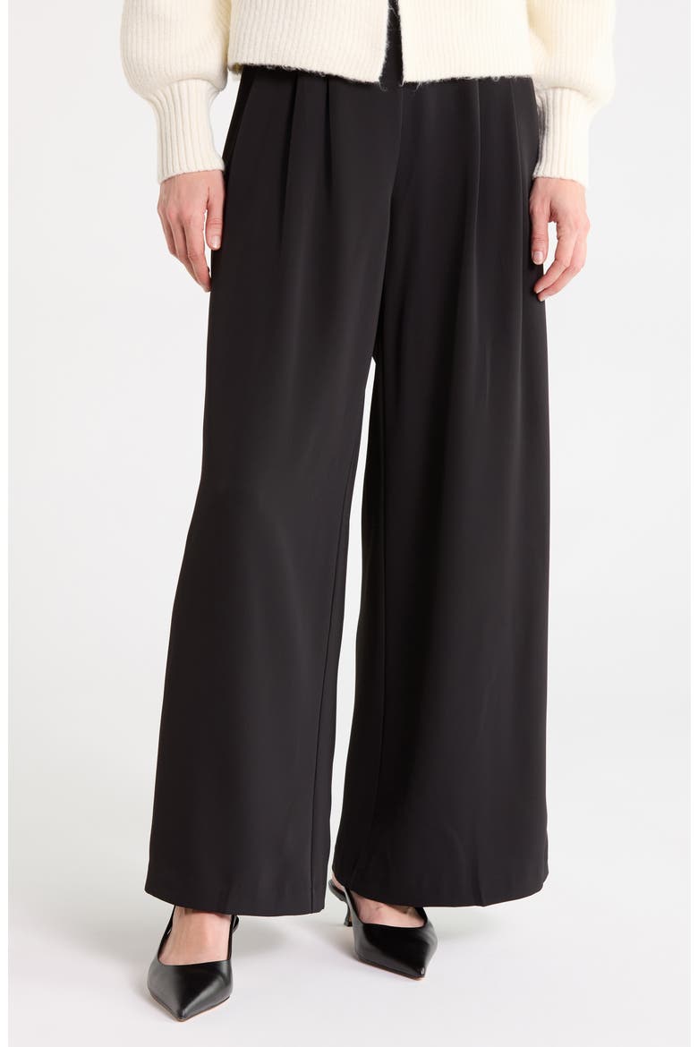 Pleated High Waist Wide Leg Pants, Main, color, BLACK