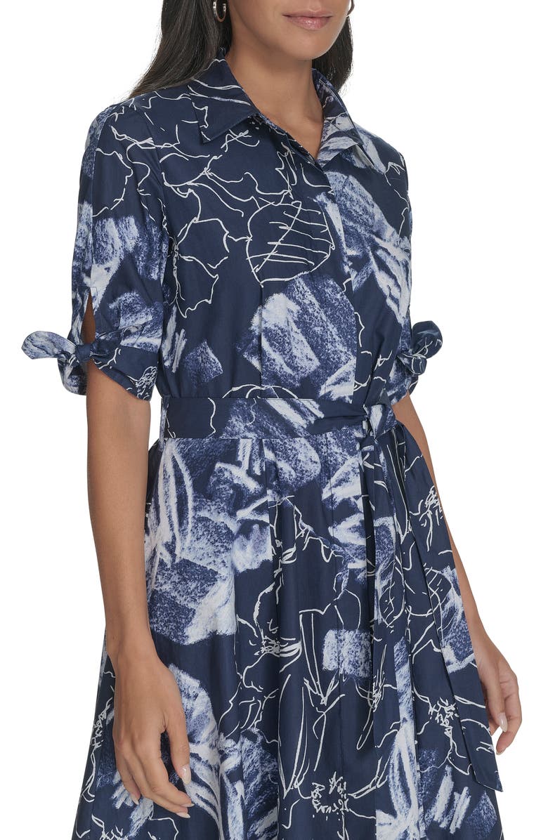 Calvin Klein Floral Short Sleeve Cotton Shirtdress, Alternate, color, 