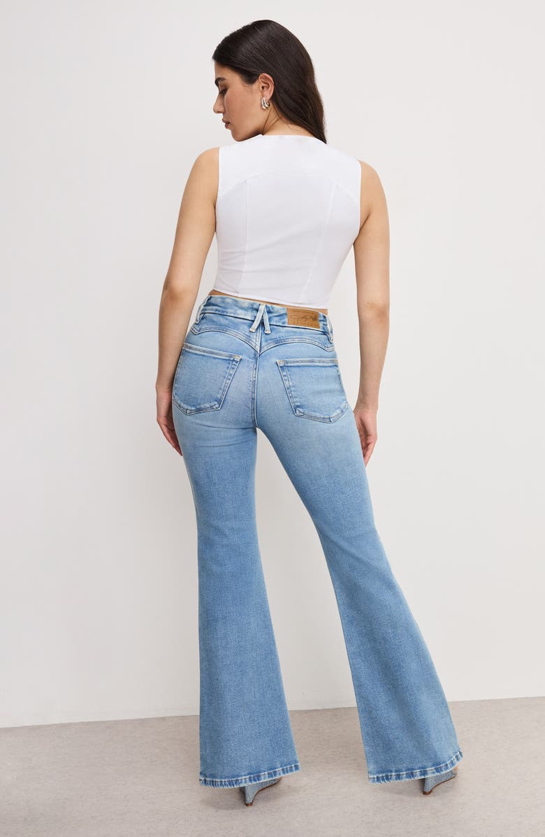 Good American Dolly Joleans Flare Jeans, Alternate, color, Indigo1019