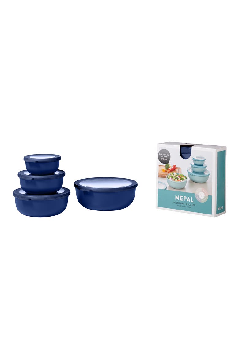 Cirqula Set of 4 Storage Bowls, Main, color, VIVID BLUE