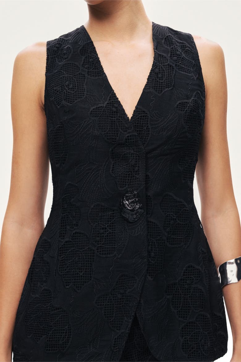 Textured Tailored Vest, Alternate, color, Black