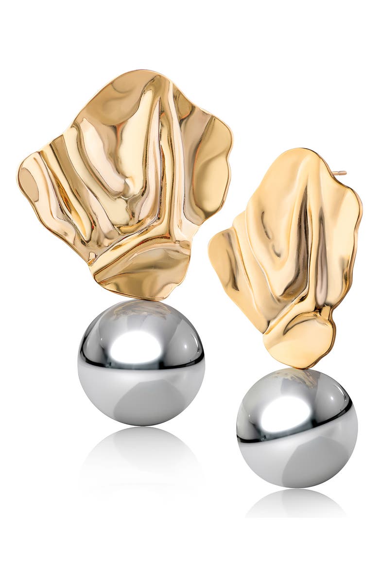 JARDIN Two-Tone Statement Drop Earrings, Main, color, Silver/ Gold