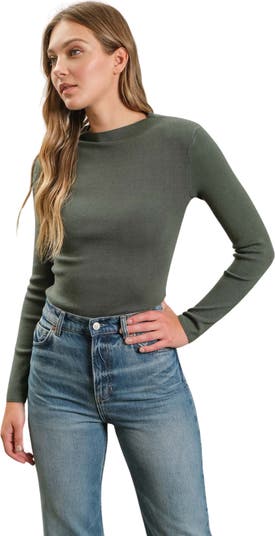 Mock Neck Rib Sweater