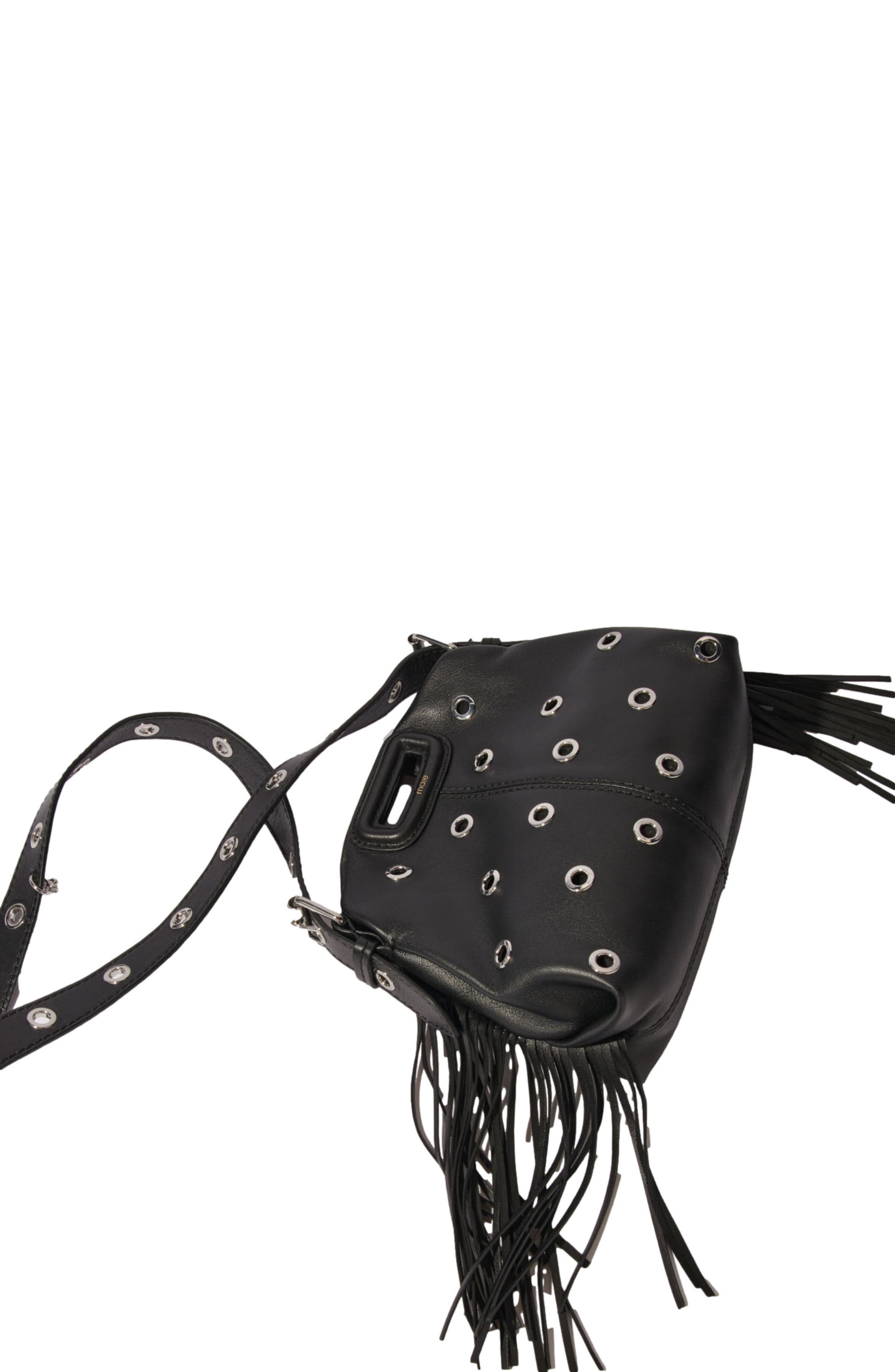 maje Miss M Mini eyelet leather bag, Alternate, color, 
