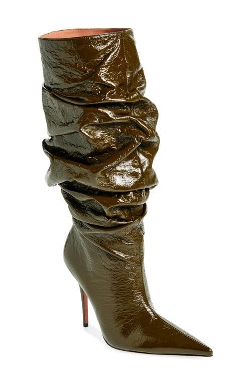 Amina Muaddi Anok Pointed Toe Boot In Crackle Mud