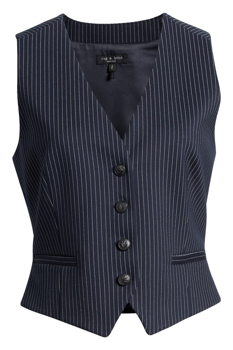 Priya Stripe Ponte Knit Vest, Alternate, color, NAVY STRIPE
