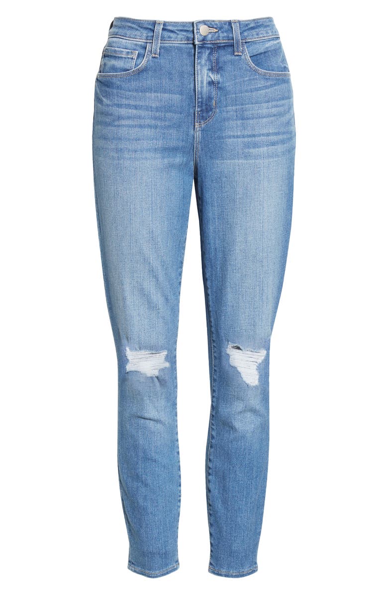 L'AGENCE Margot Ripped High Waist Crop Skinny Jeans, Alternate, color, Syracuse