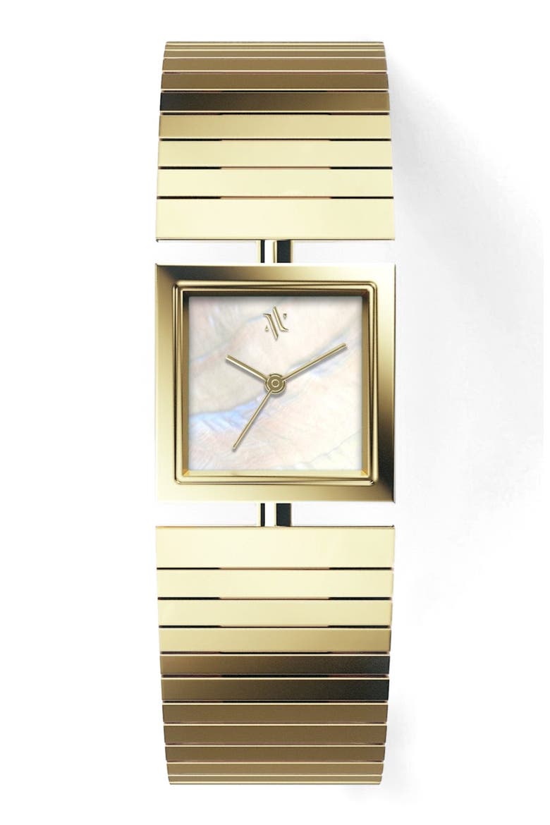 Linea Gemstone Watch, Main, color, White Pearl-Gold