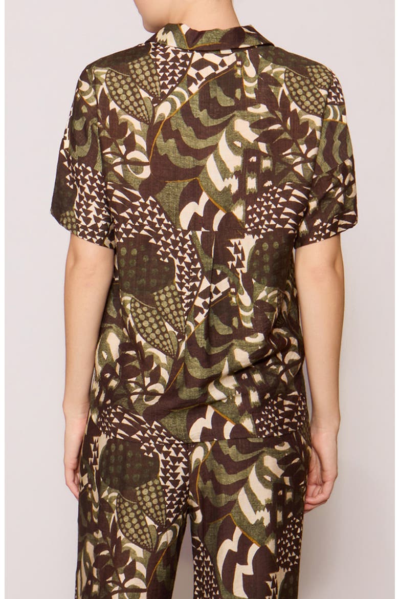 Easy Woven Pullover Shirt, Alternate, color, BROWN OLIVE ABSTRACT