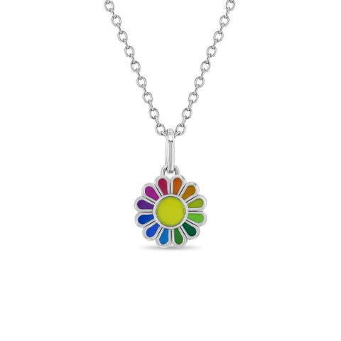 Multicolored Petals Girls Pendant Necklace