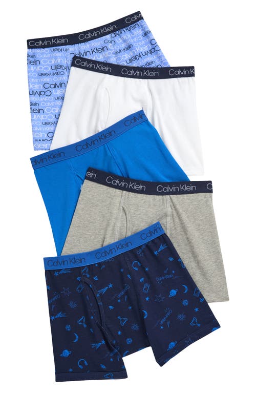 Calvin Klein Kids' Assorted 5-pack Boxer Briefs In Blue