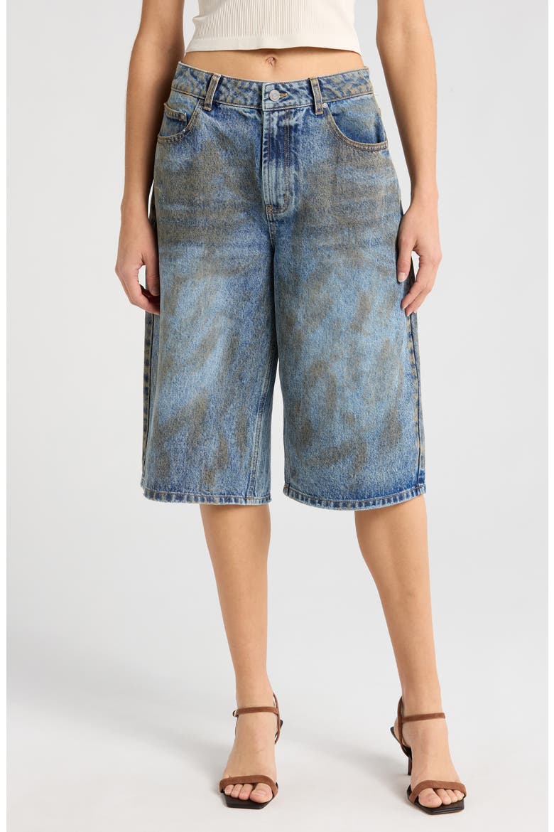 Derby Long Denim Shorts, Main, color, DUSTY TINT WASH