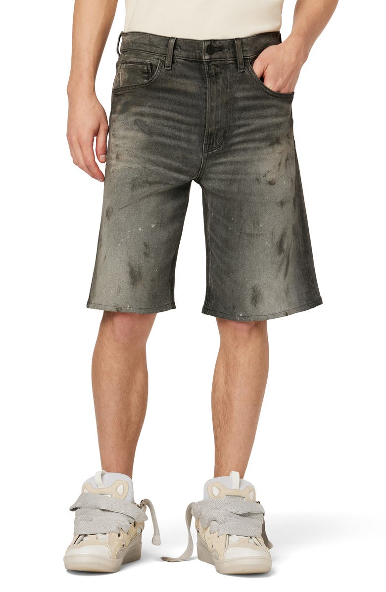 Hudson Jeans Paint Splatter Denim Skate Shorts, Main, color, 