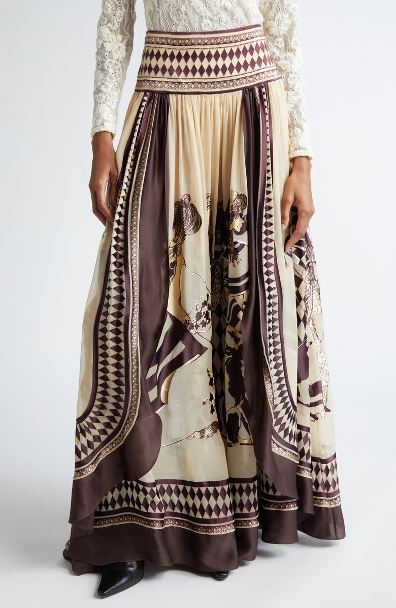 Zimmermann Illustration Otto Jacquard Pleated Maxi Skirt, Main, color, 