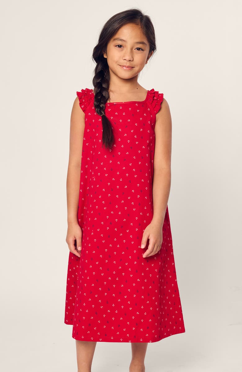 Petite Plume Kids' Anchor Print Nightgown, Main, color, 