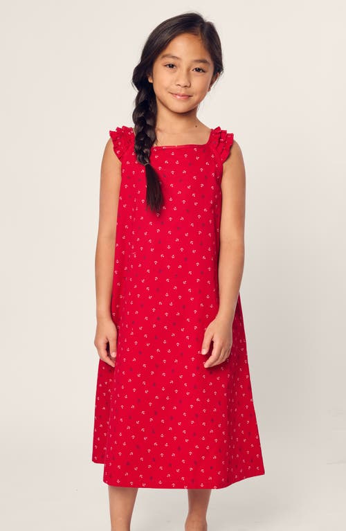 Shop Petite Plume Kids' Anchor Print Nightgown In Red