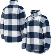 G-III 4HER BY CARL BANKS Women's G-III 4Her by Carl Banks Deep Sea Blue/White Seattle Kraken Plaid Sherpa Quarter-Zip Jacket