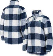 G-III 4HER BY CARL BANKS Women's G-III 4Her by Carl Banks Deep Sea Blue/White Seattle Kraken Plaid Sherpa Quarter-Zip Jacket