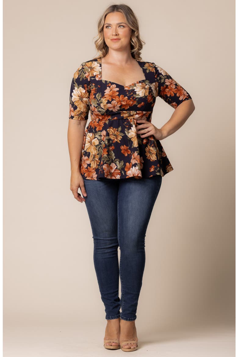 Posh Peplum Top, Alternate, color, AUTUMN GARDEN