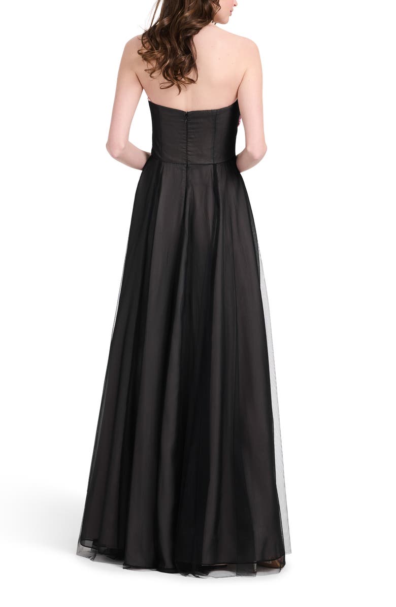 EMILY SHALANT 3D Floral Strapless Tulle Gown, Alternate, color, 