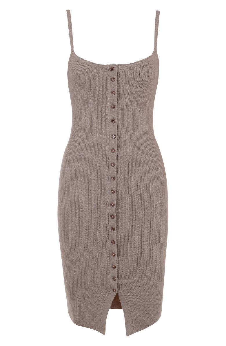 HOUSE OF CB Teva Button-Up Sweater Dress, Alternate, color, Camel