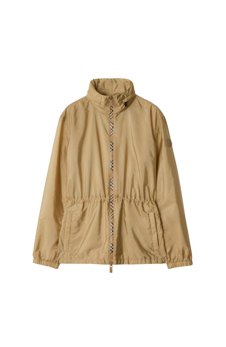 Burberry Short Checker-tape Nylon Parka, Alternate, color, Flax