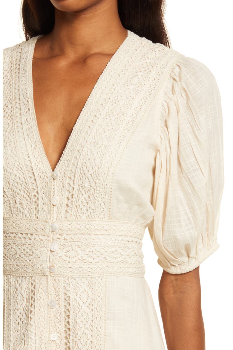 Magnolia Button Front Midi Dress, Alternate, color, CREAM