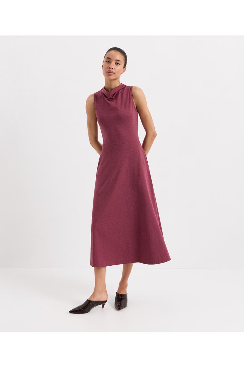 Women's Fit & Flare Cowl Neck Dress Made With Organic Cotton, Main, color, Rose Pink Heather