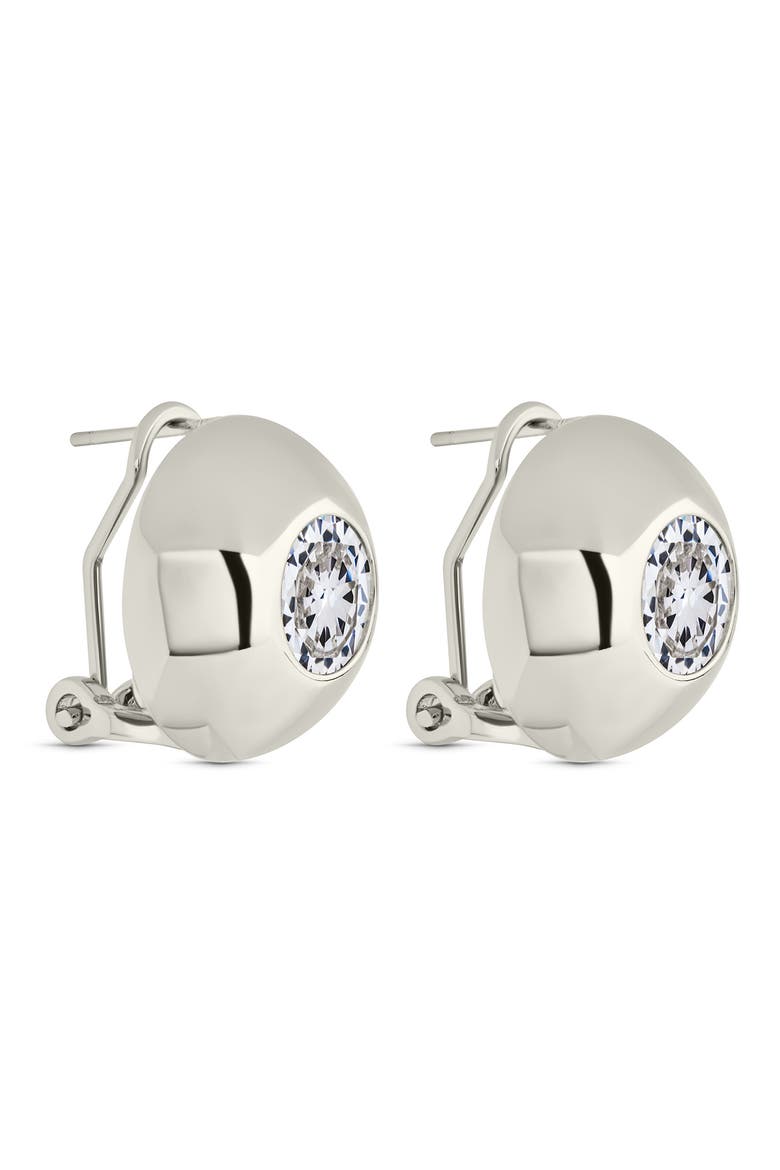 Zora Cubic Zirconia Dome Stud Earrings, Alternate, color, SILVER