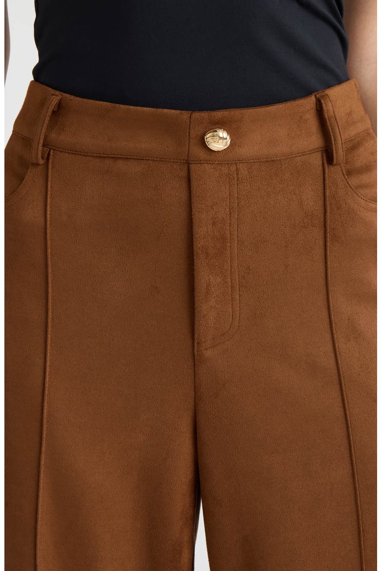 Faux Suede Wide Leg Pants, Alternate, color, DARK TAN