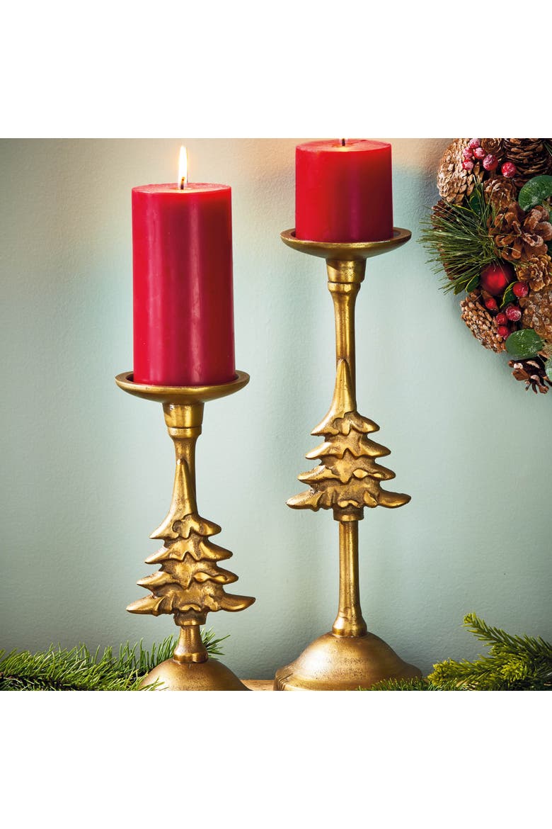 Large Antique Brass Gold Tree Candle Holder for Christmas, Alternate, color, Gold