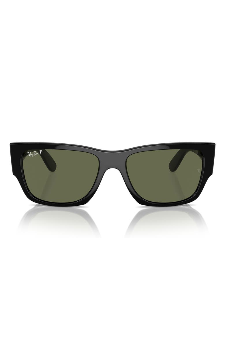 Ray-Ban Carlos 56mm Polarized Rectangular Sunglasses, Main, color, 