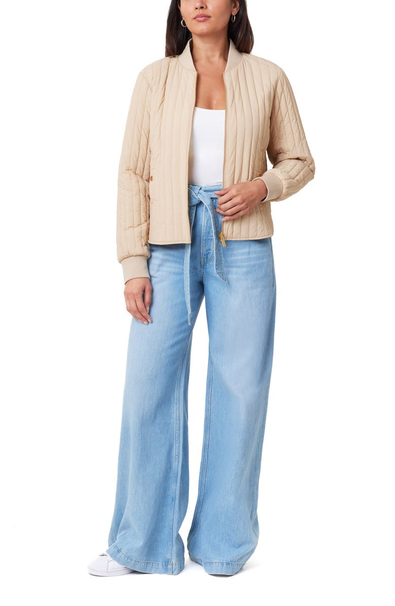 Scotch & Soda Reversible Quilted Bomber Jacket, Alternate, color, Soft Camel/ Abstract Sun Sand