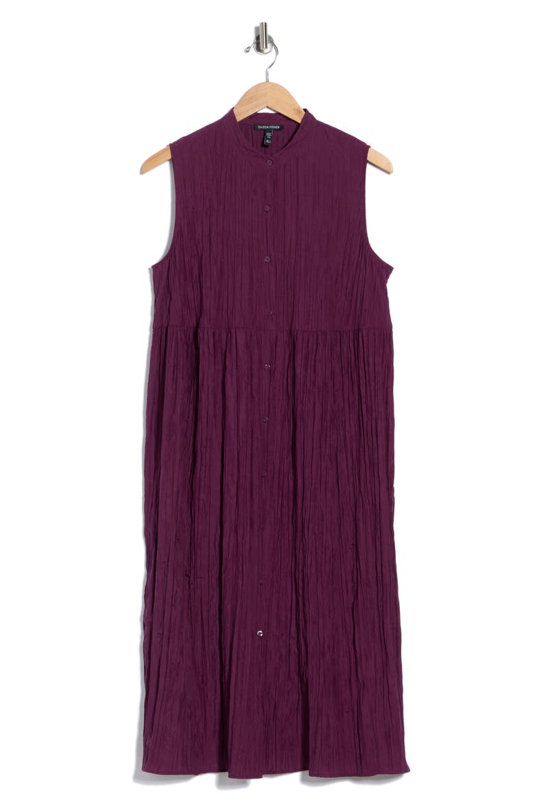 Sleeveless Crinkled Silk Shirtdress, Alternate, color, BLACKBERRY