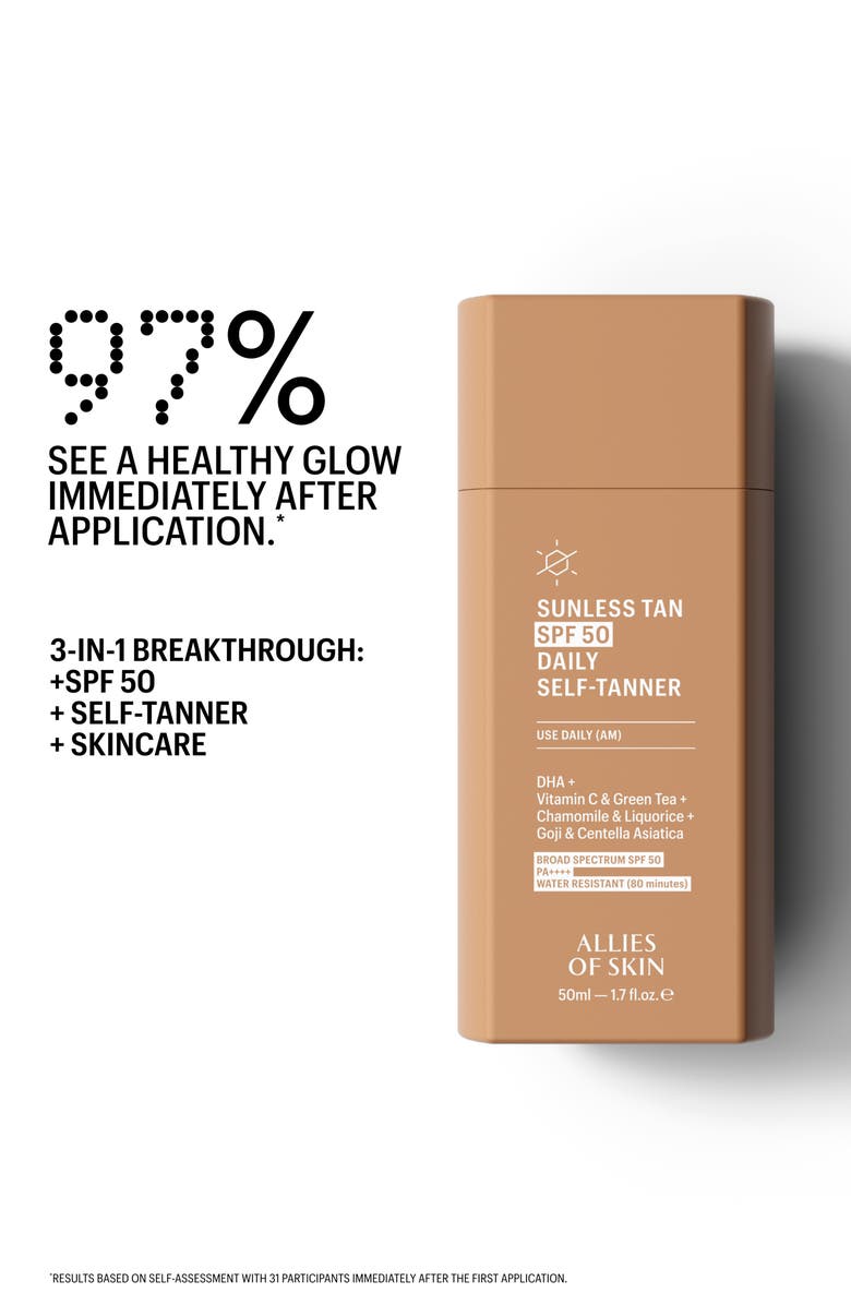 ALLIES OF SKIN Sunless Tan SPF 50 Daily Self-Tanner, Alternate, color,