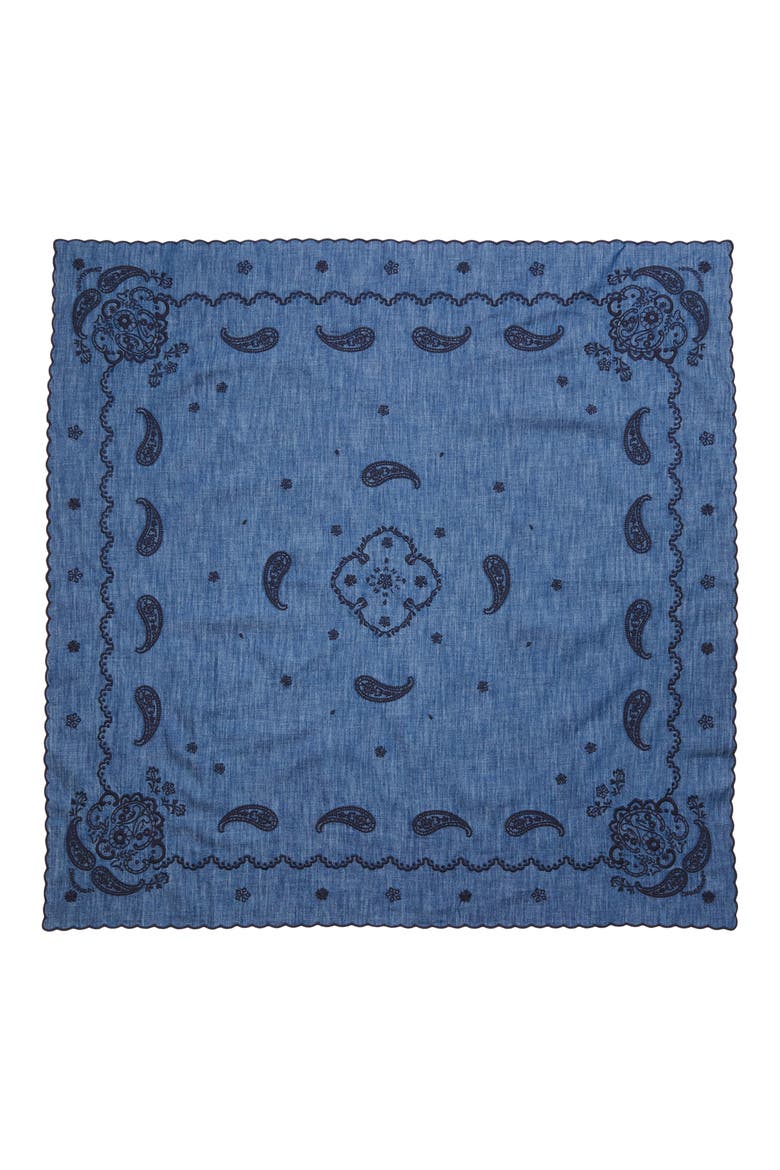 Paisley Embroidered Denim Pareo, Alternate, color, RAILWAY BLUE