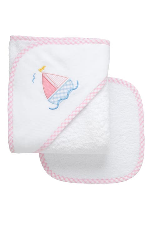 Pretty in Pink Applique Hooded Towel & Washcloth Set (Baby & Toddler)