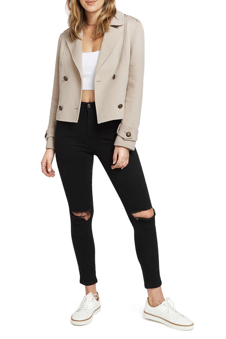 BELLE AND BLOOM Better Off Military Wool Peacoat, Alternate, color, SAND
