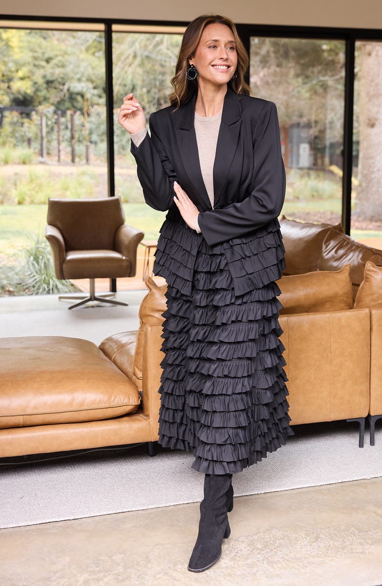 Brave+True Symphony Layered Ruffle Maxi Skirt, Alternate, color, Black