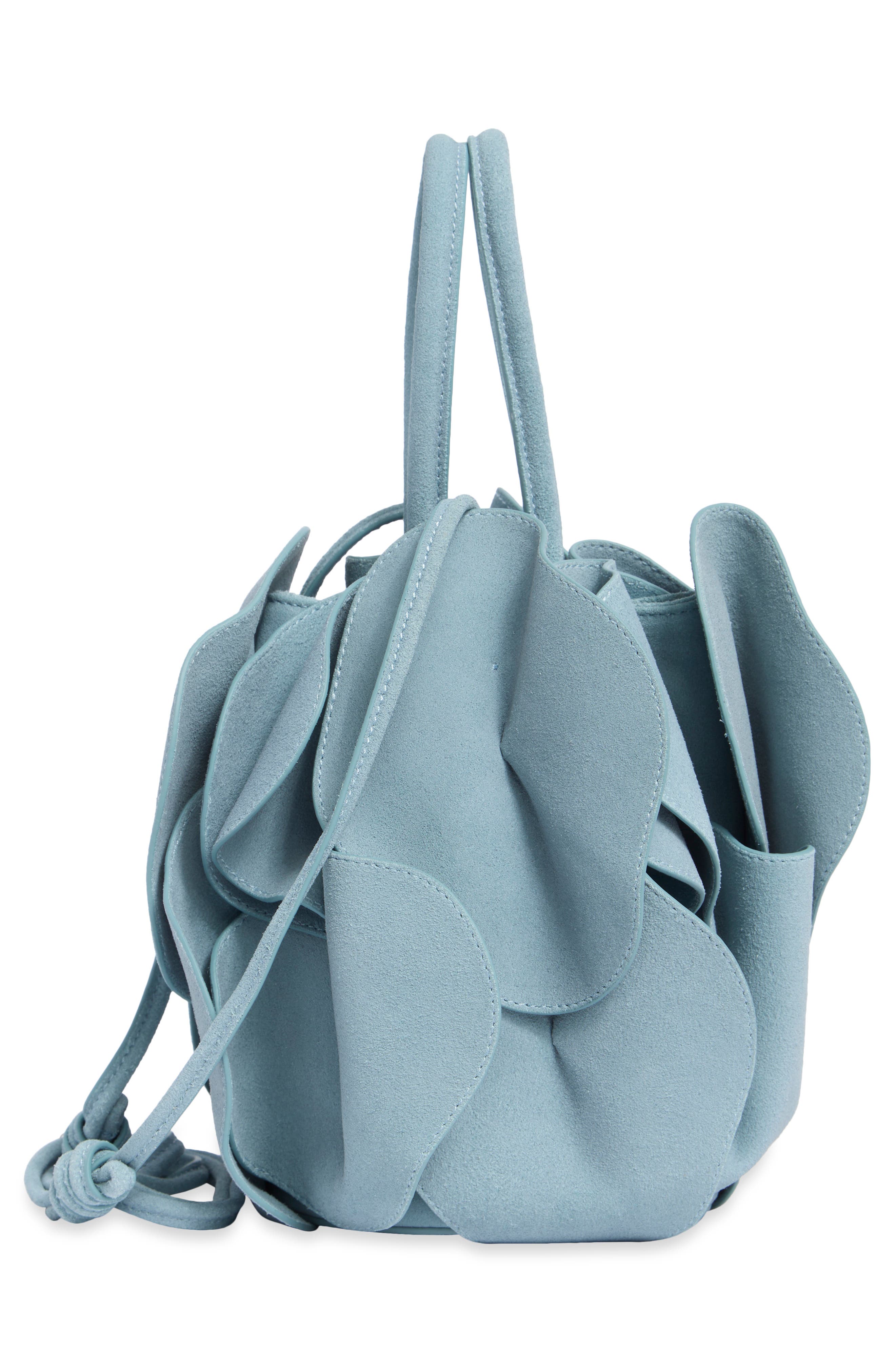Suede Flower Handbag, Alternate, color, ICE BLUE