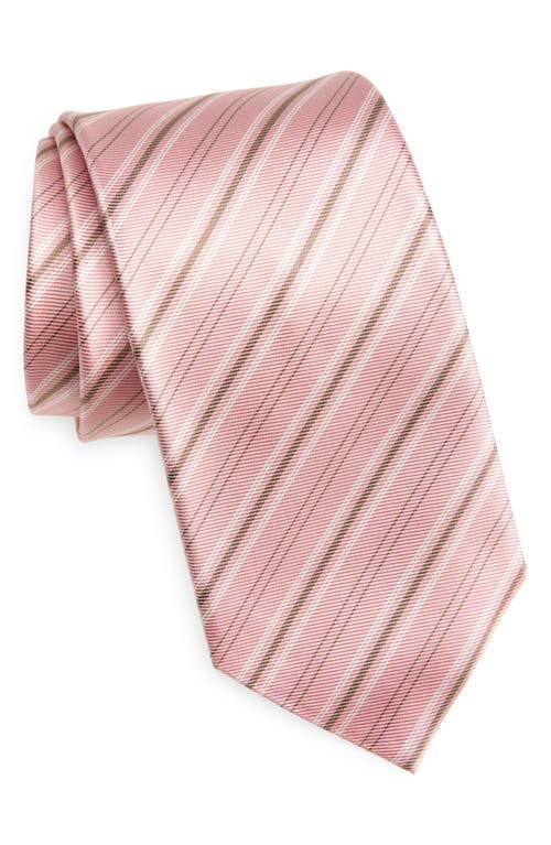 Hugo Boss Boss Stripe Silk Tie In Pink
