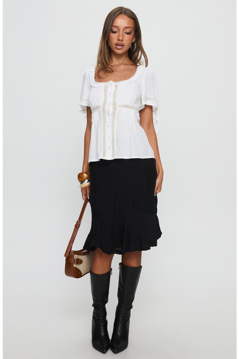 Indianah Pleat Lace Top, Alternate, color, WHITE