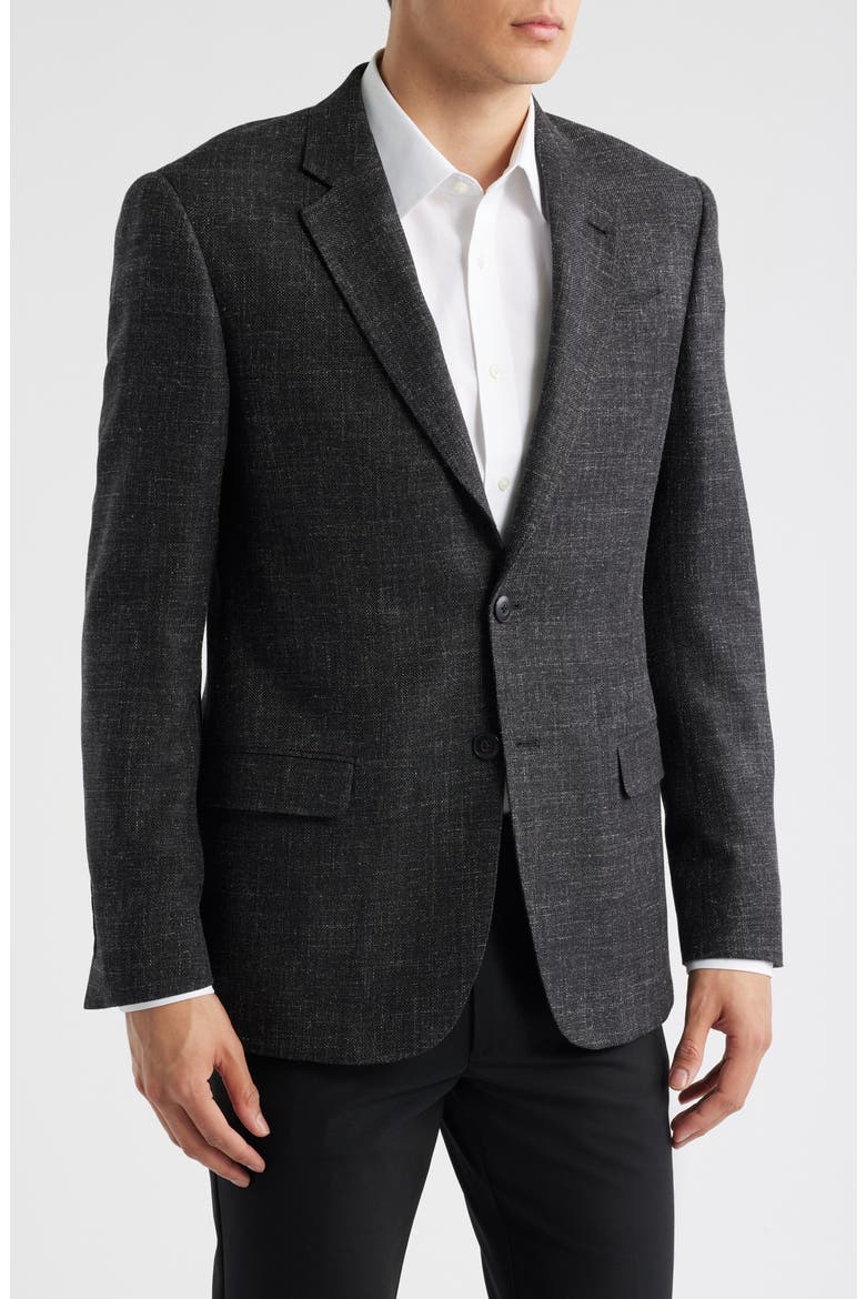 Slub Wool Blend Sport Coat, Alternate, color, BLACK