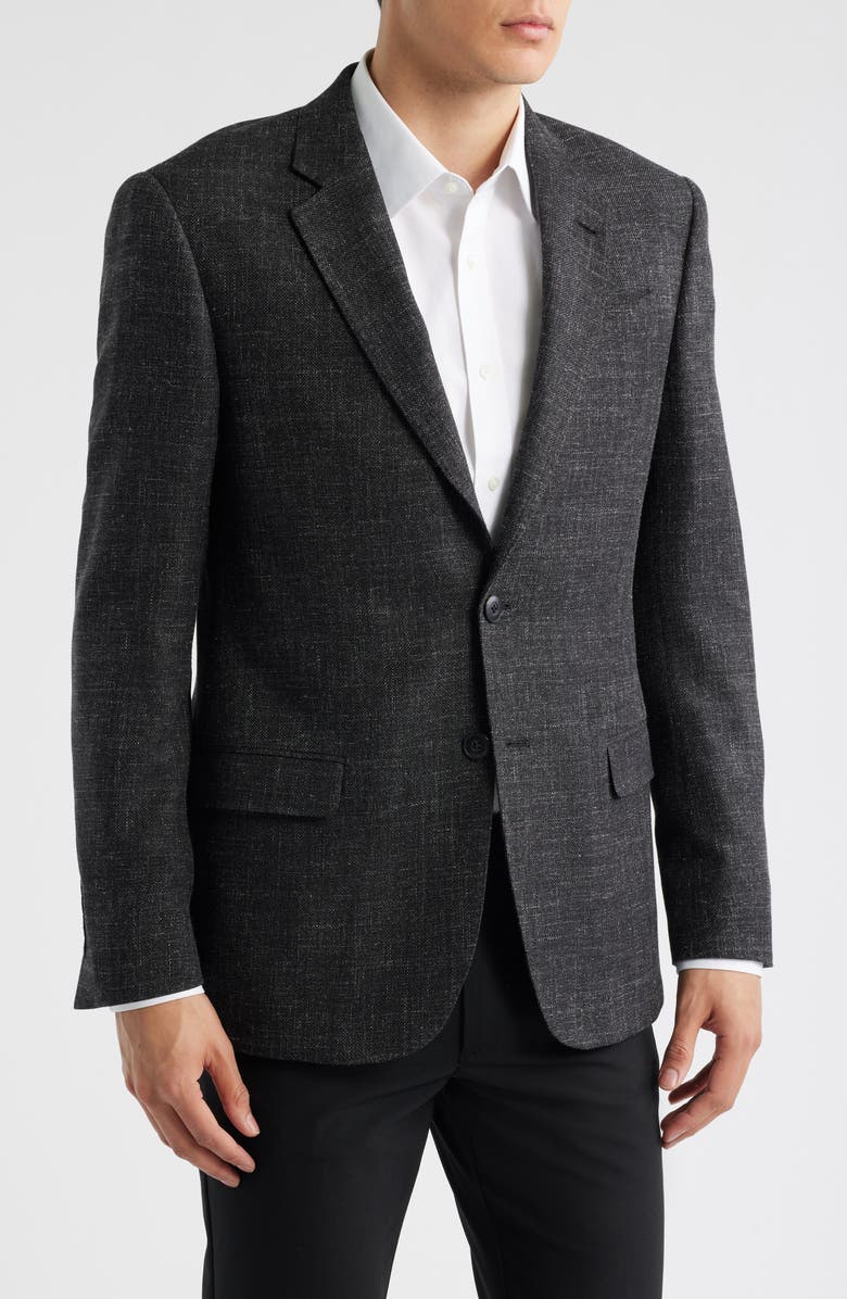 Emporio Armani Slub Wool Blend Sport Coat, Alternate, color, Black