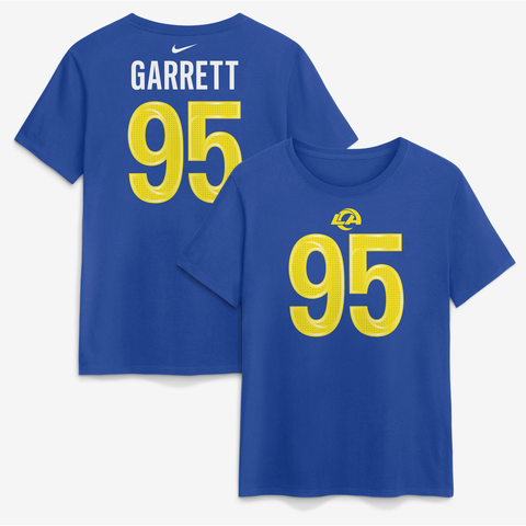 Women's Nike Myles Garrett Royal Los Angeles Rams Name & Number T-Shirt