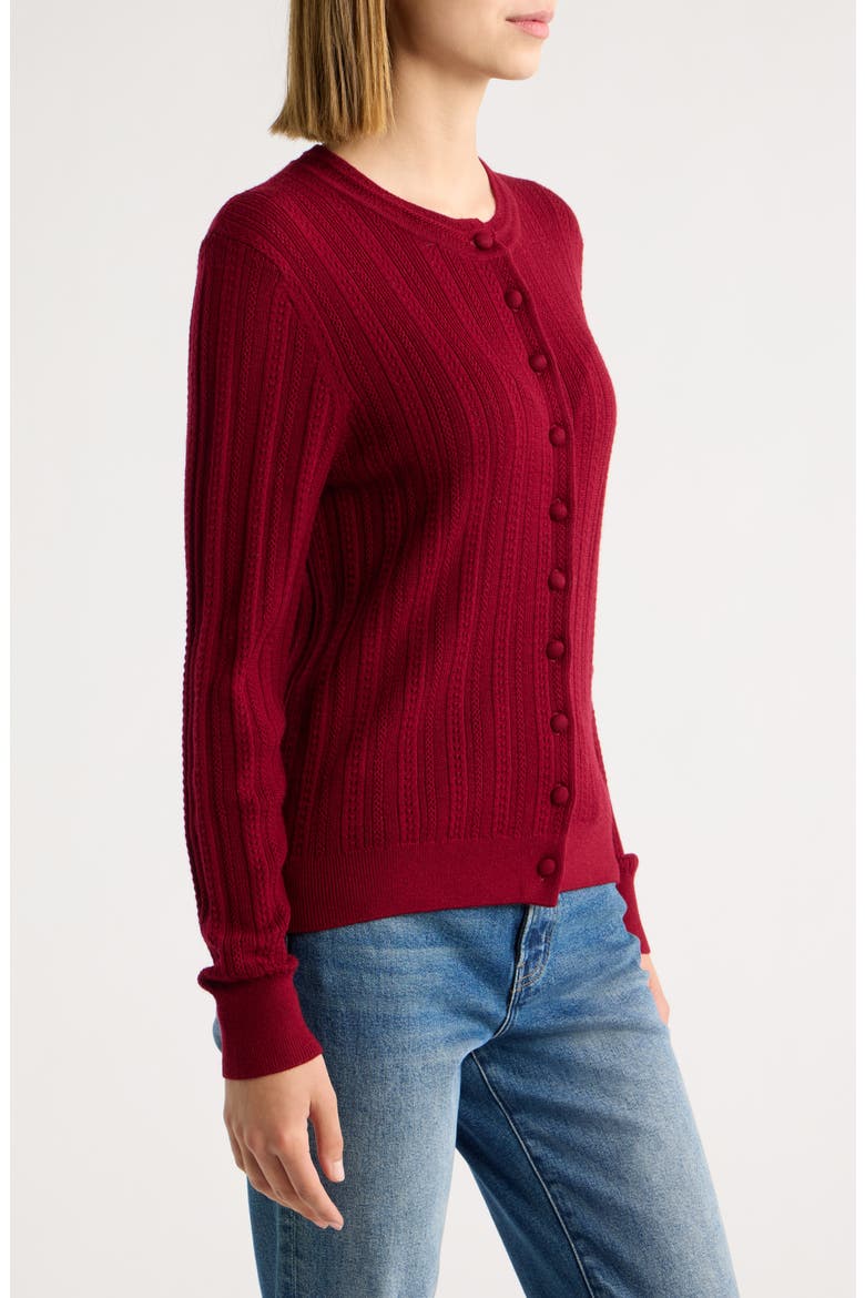Rhodes Wool Crewneck Cardigan, Alternate, color, POMEGRANITE