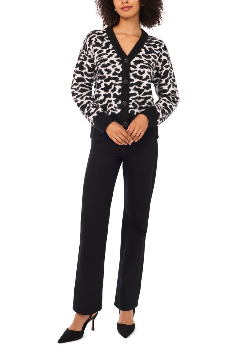 Halogen<sup>®</sup> Animal Print Cardigan, Alternate, color, Rich Black