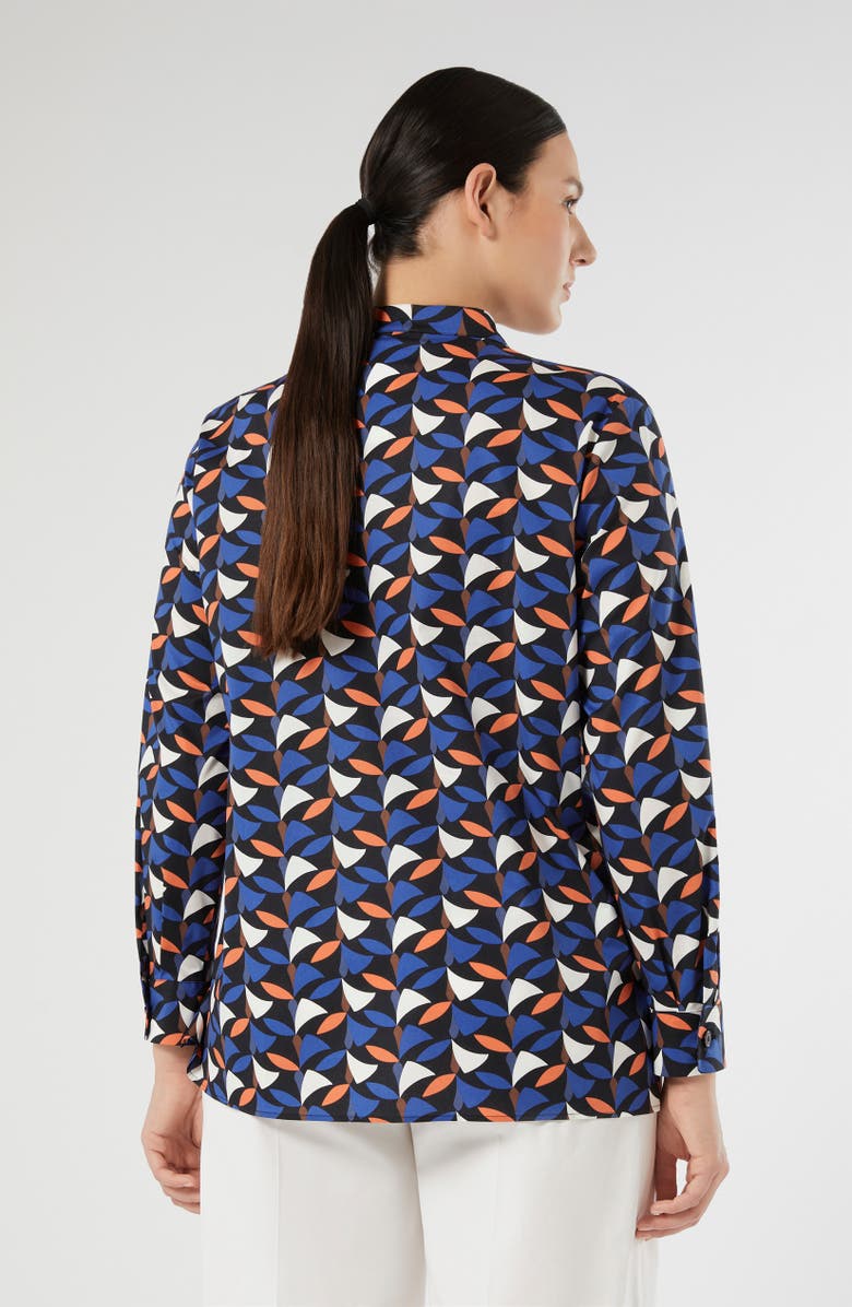 Marina Rinaldi Materia Abstract Print Stretch Cotton Button-Up Shirt, Alternate, color, Navy