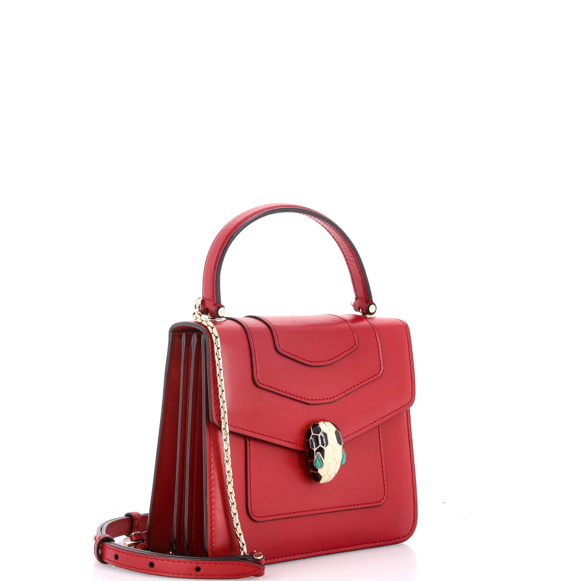 Serpenti Forever Top Handle Bag Leather Small, Alternate, color, Red