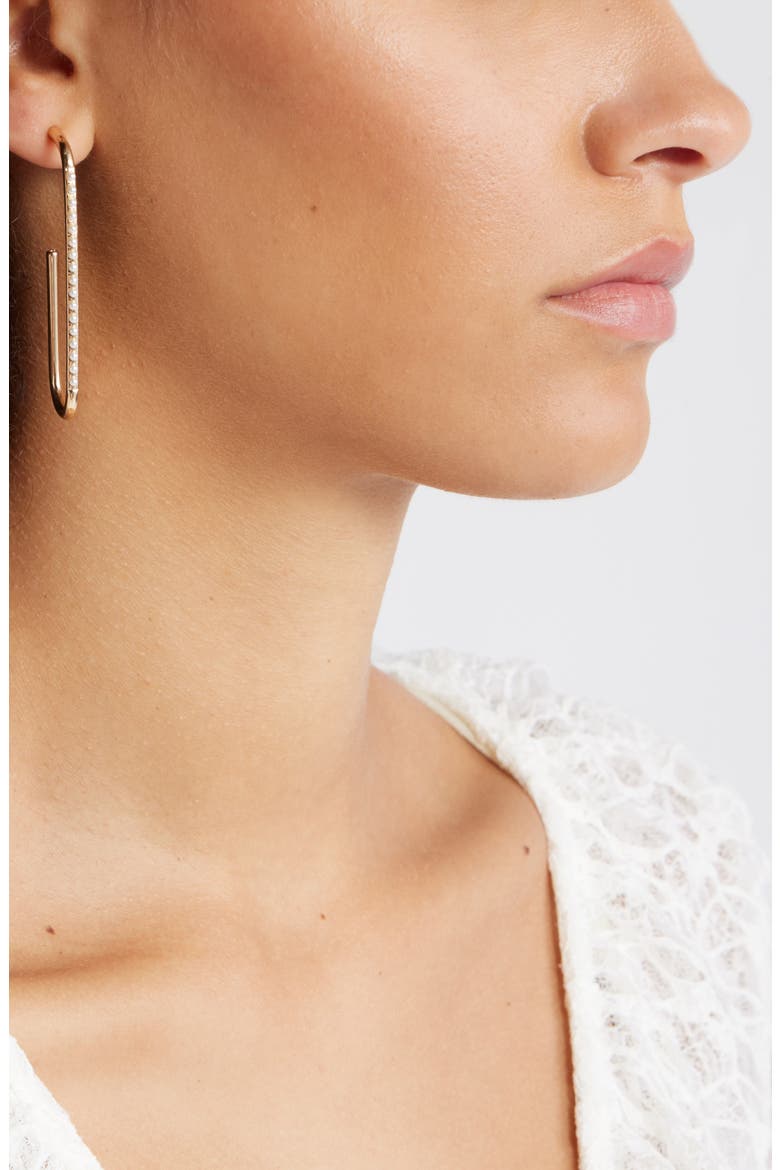 Faux Pearl Rectangle Hoop Earrings, Alternate, color, WHITE- GOLD